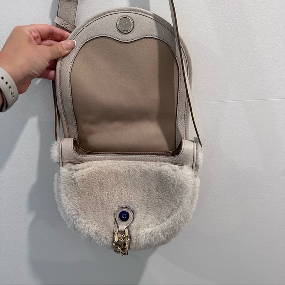 See By Chloe Logo Charm Shearling Crossbody Bag - Picture 2 of 5